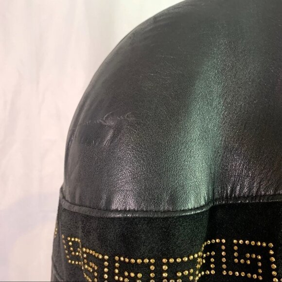 DI CAPRA INTERNATIONAL LEATHER JACKET WITH RED LEATHER TRIM GOLD BUTTONS LARGE - Picture 7 of 12